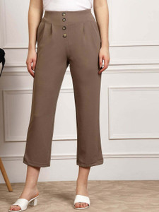 PLUSS Regular Fit Women Brown Trousers