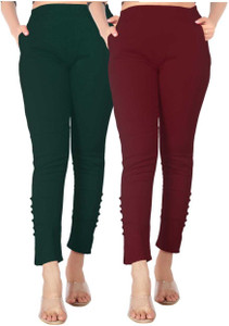DEEPA ENTERPRISE Regular Fit Women Dark Green, Maroon Trousers