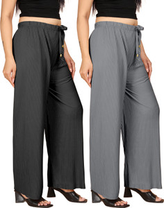KAVINA Regular Fit Women Black, Grey Trousers - Buy KAVINA Regular Fit  Women Black, Grey Trousers Online at Best Prices in India | Flipkart.com