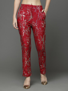 KASSUALLY Regular Fit Women Red Trousers