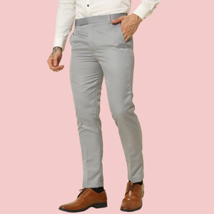 TDE Regular Fit Men Grey Trousers