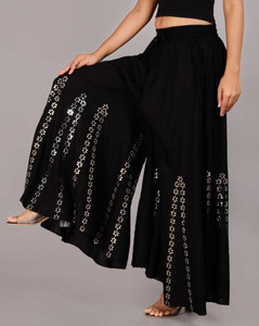 crazetrend Flared Women Black Trousers
