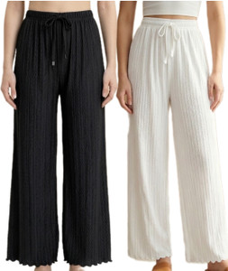 Ranglipi Loose Fit Women Black, White Trousers