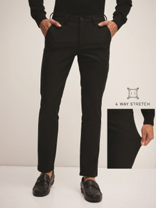 THE BEAR HOUSE Slim Fit Men Black Trousers