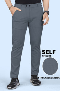 INDICLUB Regular Fit Men Grey Trousers