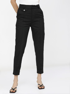 Tokyo Talkies Tapered Women Black Trousers