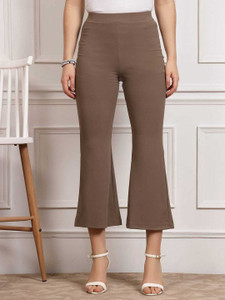 PLUSS Regular Fit Women Brown Trousers
