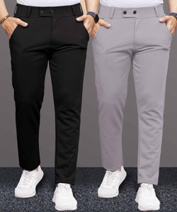 VeBNoR Regular Fit Men Black, Grey Trousers