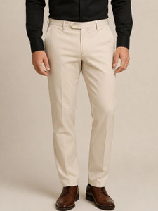 XENOR Regular Fit Men Cream Trousers