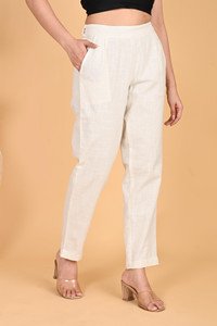 Fiona Straight Fit Women White Trousers
