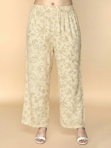 Lyra Flared Women Cream Trousers