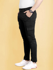 COMBRAIDED Comfort Fit Men Black Trousers