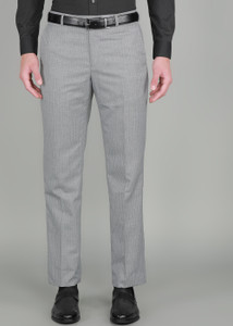 पार्क एवेन्यू पुरुषों के लिए ग्रे रेगुलर फ़िट ट्राउज़र्स