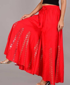 Al-Hudooms Regular Fit Women Red Trousers