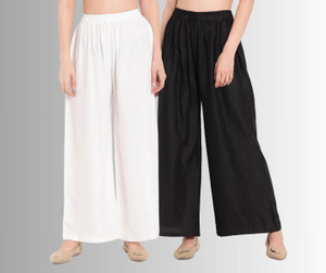 ZAYANQA Flared Women White, Black Trousers