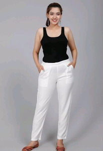 Outerwear Regular Fit Women White Trousers