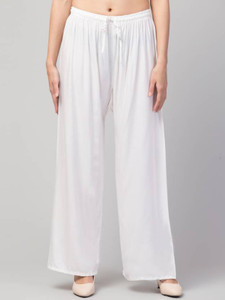 LYROO Flared Women White Trousers
