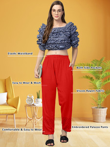 FamBee Relaxed Women Red Trousers
