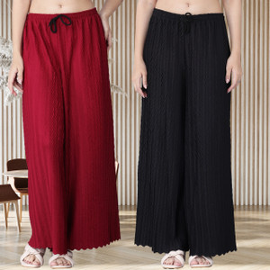 KWSH Regular Fit Women Maroon, Black Trousers