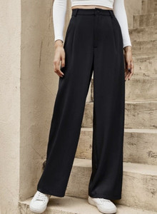 p.x.5 Regular Fit Women Black Trousers