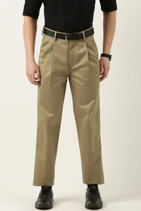 PETER ENGLAND Regular Fit Men Khaki Trousers