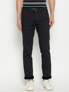 DUKE Slim Fit Men Black Trousers