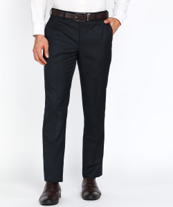 PARK AVENUE Regular Fit Men Dark Blue Trousers
