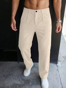 KAJARU Loose Fit Men Beige Trousers