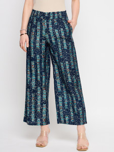 NOVIO Flared Women Dark Blue Trousers