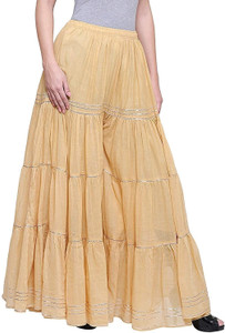 TNQ Flared Women Gold Trousers