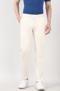 PETER ENGLAND Regular Fit Men Cream Trousers