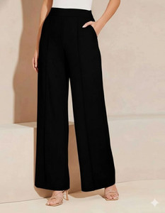 Gheiebvdo Straight Fit Women Black Trousers