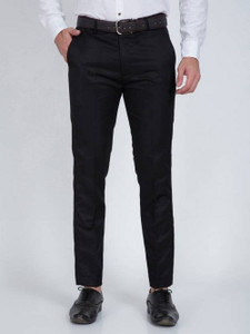 GhabaCreation Slim Fit Men Black Trousers