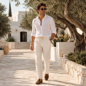 WHISQ Straight Fit Men Cream Trousers - Image 6