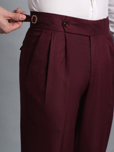 VASTRANU Regular Fit Men Maroon Trousers