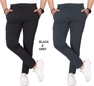 TENIT Slim Fit Men Black, Grey Trousers