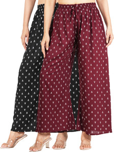 PALAZZO DESIGNS Relaxed Women Black, Maroon Trousers