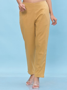 Juniper Straight Fit Women Gold Trousers