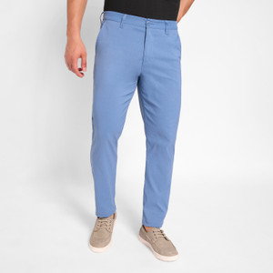 Peregrine by Pantaloons Slim Fit Men Blue Trousers