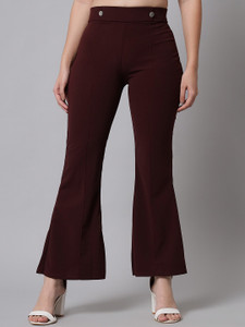 Al-Hudooms Flared Women Brown Trousers