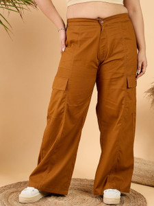 CURVY STREET Loose Fit Women Brown Trousers