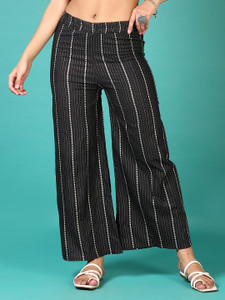 V-MART Regular Fit Women Black Trousers