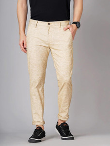 FUBAR Slim Fit Men Cream Trousers