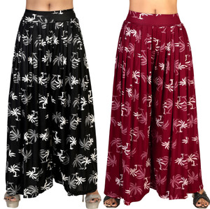 Zariya Enterprises Flared Women Black, Maroon Trousers