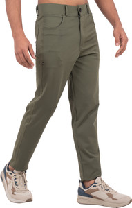 KHOZI Regular Fit, Slim Fit Men Dark Green Trousers