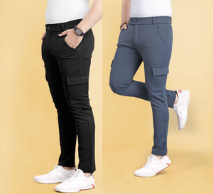 COMBRAIDED Comfort Fit Men Black Trousers