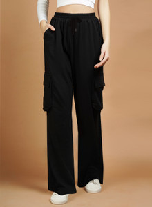 SnapUp Flared Women Black Trousers