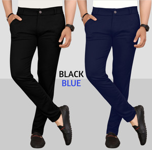 TENIT Slim Fit Men Black, Blue Trousers