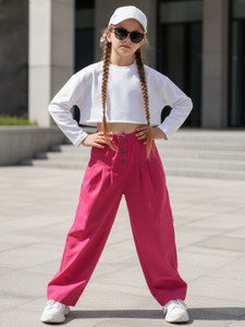 CUTIEKINS Regular Fit Girls Pink Trousers