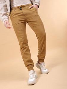 The Indian Garage Co. Slim Fit Men Khaki Trousers